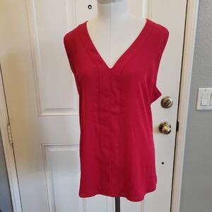 NWT White House Black Market V-Neck Sleeveless Blouse - Pink